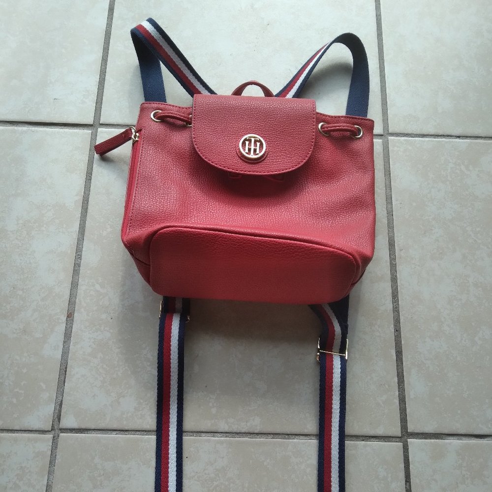 Red Leather Tommy Hilfiger Mini Backpack